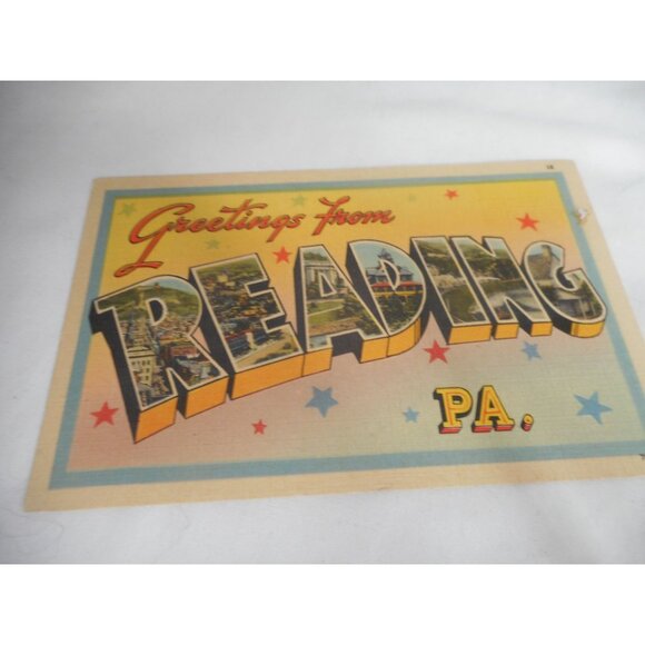 Other - Vintage 1950s Linen Postcard Greetings From Reading Pennsylvania Berks County